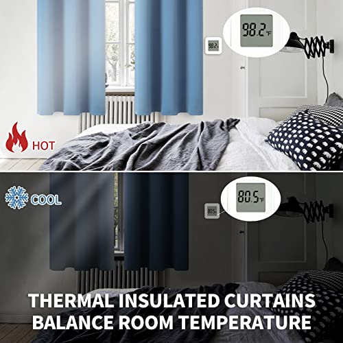 Denim Blue Blackout Curtains for Bedroom 63 Inch Long (Faded Denim / 42"W x 63"L (Pack of 2))