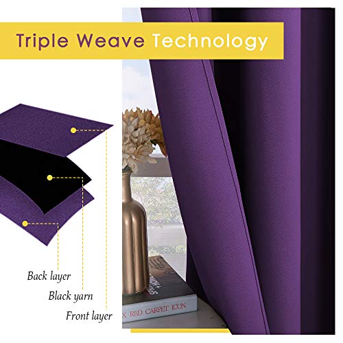 Blackout Curtain Panels for Bedroom (Royal Purple / 42"W x 40"L (Pack of 2))
