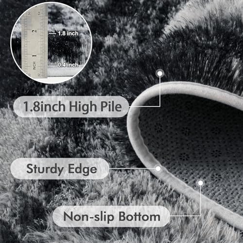 5x7 Ft Large Shag Rugs for Bedroom Living Room (Df Grey 5sm13 / 5' X 7' (Rectangular))