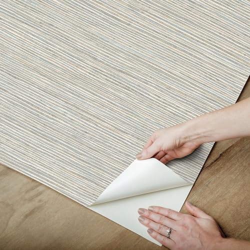 Neutral Jade Dimensional Grasscloth Peel and Stick Wallpaper (Neutral Jade)