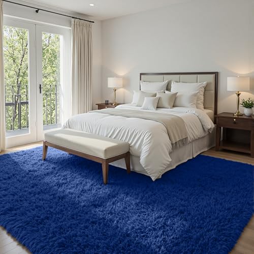 5x8 Fluffy Shag Area Rugs for Living Room Bedroom (Blue / 5' x 8' (Rectangular))
