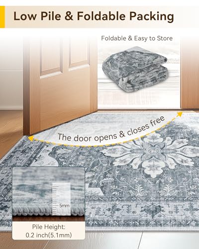 Washable Area Rug (Grey/White/Beige / 2'6" x 8' (Rectangular))