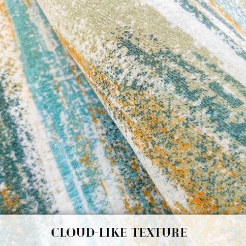 Abstract 2x3 Area Rug Small Washable Entryway Rug Non Slip Door Mat (Green Teal Mustard Multi / 2' x 3' (Rectangular))