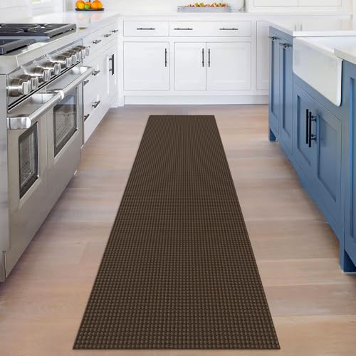Runners for Hallways 2x8 ft Washable Kitchen Runner Non Slip Rubber Backed Hall Runners Cotton Entryway Runner Rugs Floor Carpet for Indoor Backdoor Bedroom Kitchen (Reddish Brown/Coffee / 2' x 8' (Runner))