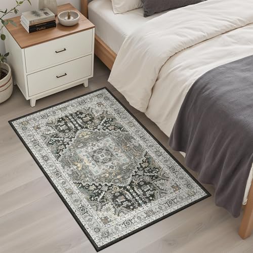 Washable Area Rug 2x3 Small Entryway Rugs (Grey Green/Black Olive / 2' x 3' (Rectangular))