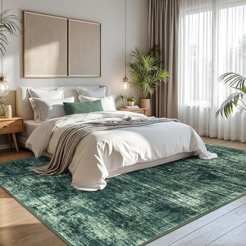 Abstract Area Rugs 8x10 Ft Washable Large Rugs for Living Room (Dark Green / 8' x 10' (Rectangular))