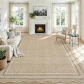 Washable Area Rugs 9x12 Living Room Rug Scalloped Non Slip (Jute Color / 9' x 12' (Rectangular))