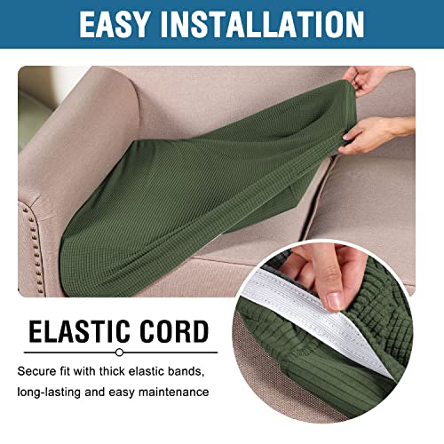 Super Stretch Individual Seat Cushion Covers Sofa Covers Couch Cushion Covers Slipcover Sets Thick Jacquard Textured Twill Fabric (Bronze Green / 2 Cushion Loveseat)
