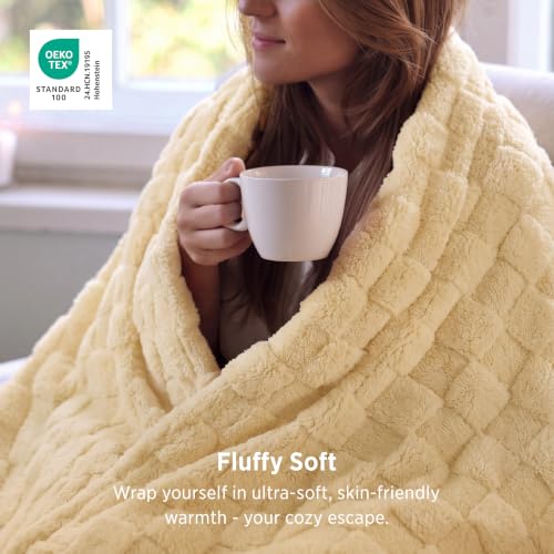 Checkered Soft Cozy Throw Blanket for Couch (Light Yellow / Throw (50" X 60"))