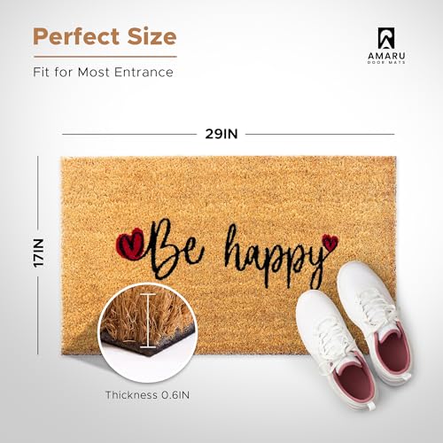 Coir Welcome Mat (Be Happy / 17x29)