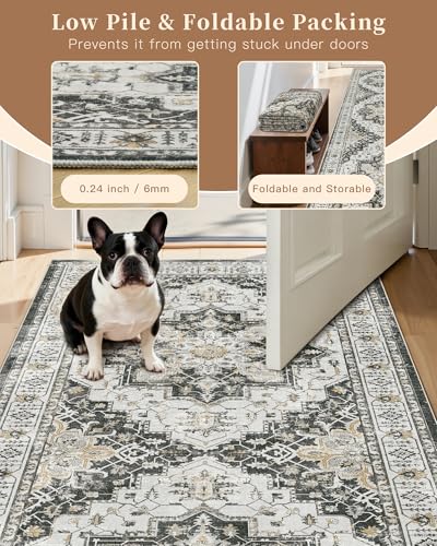 Hallway Runner Rug 3x18 Washable Kitchen Runners 18ft (Black / 3' x 18' (Runner))