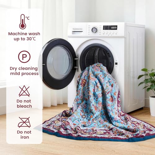 Boho Throw Blanket 60"x80" Fall Cotton Birds Floral Blanket for Bed (Profuse Blooms / 60"x80")