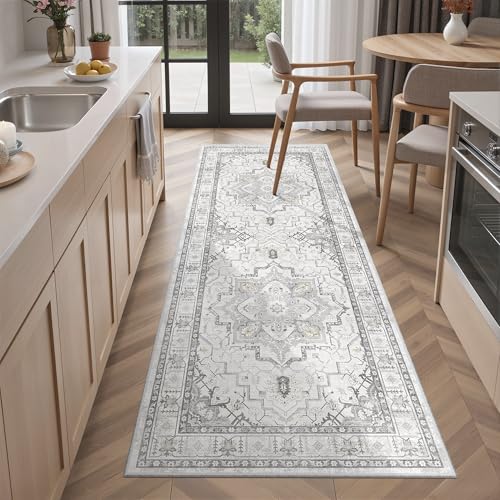 Hallway Runner Rug 2x5 Washable Entry Rugs Non (Grey / 2' x 5' (Runner))