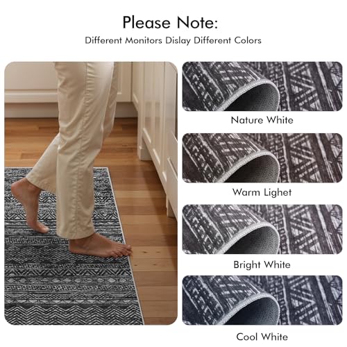 3x5 Area Rug Washable Moroccan (Charcoal Gray / 3' x 5')