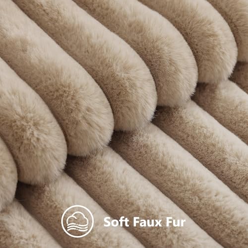 Fall Faux Fur Throw Pillow Covers 18x18 Set of 2 Khaki Brown (Light Khaki Brown / 18" x 18" (Pack of 2))
