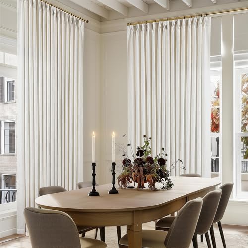 Natural Pinch Pleated Linen 90 Inch Curtains 100 Inch Width (Natural / 100"W x 90"L (Pack of 1))