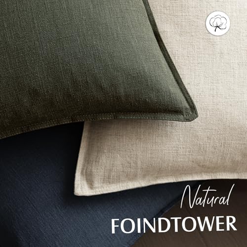 Linen Solid Decorative Throw Pillow Cover 22x22 Inch Dark Green (22" x 22" (Pack of 2) / Rifle Green)