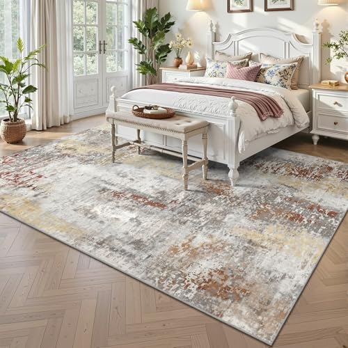 Washable 7x10 Area Rug with Non (Taupe Grey Brown / 7' x 10' (Rectangular))