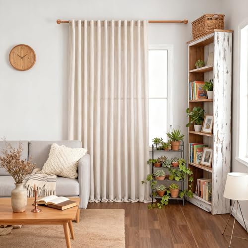 Natural Linen Sliding Glass Door Curtains (100"W x 95"L (Pack of 1) / Natural Linen)