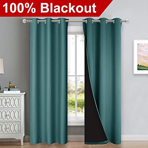 Sea Teal Full Shade Curtain Panels (Sea Teal / 37"W x 80"L (Pack of 2))