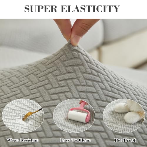 Sofa Covers Couch Covers for Sofa Pet Friendly Couch Cushion Covers Universal Sofa Covers Washable Stretch Slipcovers for Sectional Sofa (Texture Light Gray / Extra Large Single Seat Cover)