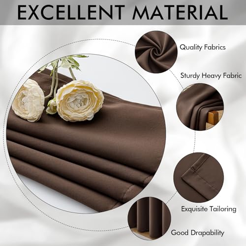 Chocolate Brown Blackout Bedroom Curtains Drape 84 Inch Long 52"x84" (Chocolate Brown / 52"W x 84"L (Pack of 2))