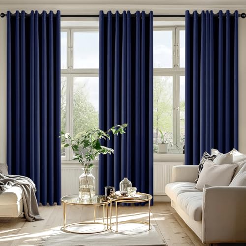 Blackout Curtains for Bedroom 2 Panels 50 x 84 Inch Long Navy Blue (Navy Blue / 50"W x 84"L (Pack of 2))