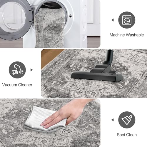 Washable Runner Rug (2' x 8' / Grey)