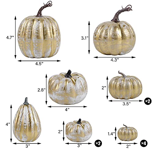 12 Pcs Pumpkin Fall Decorations (Gold-4)