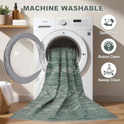 7x9 Area Rugs Living Room (Dark Green / 7' X 9' (Rectangular))