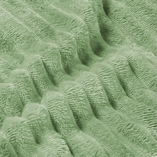 3D Ribbed Apple Green Fleece Twin Blanket for Couch (Apple Green / Twin(60"x80"))