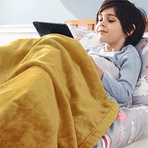GentleSoft Bedding Fleece Blanket for Girls and Boys (Yellow Gold / Kids (43" x 55"))