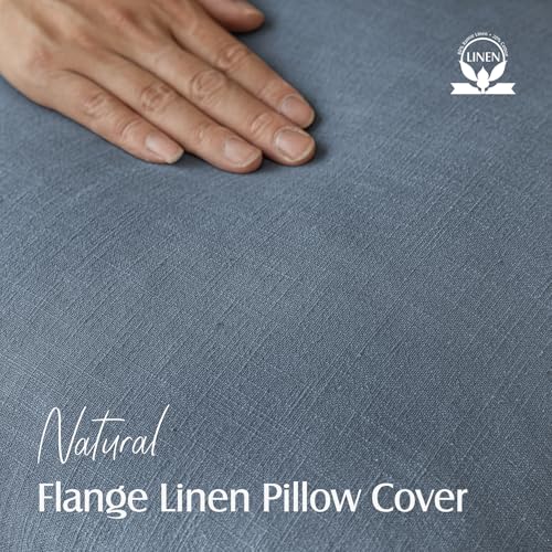 Linen Solid Decorative Throw Pillow Covers 24x24 Inch Misty Blue (24" x 24" (Pack of 2) / Spring Lake)