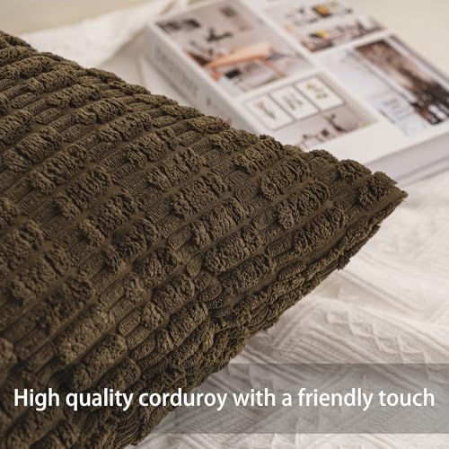 Pack of 2 Corduroy Decorative Throw Pillow Covers 20x20 Inch (Green / 20" x 20" (Pack of 2))