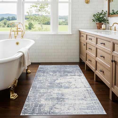 Washable 3x4 Kitchen Area Rugs (3x4 / Blue/Ivory)