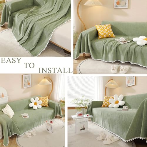 Couch Cover Sofa Covers (71" x 134" / Daisy:sage)
