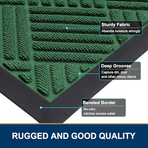 Front Door Mat Outside Entrance (Green / 47" X 32")