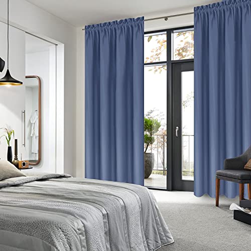 Blackout Curtains for Bedroom 42 x 72 Inch Long Dusty Blue 2 Panels (Dusty Blue / 42"W x 72"L (Pack of 2))