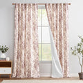 Floral Lined Linen Curtains 108 Long for Living Room 2 Panels (Lined Brick Red / 50"W x 108"L (Pack of 2))