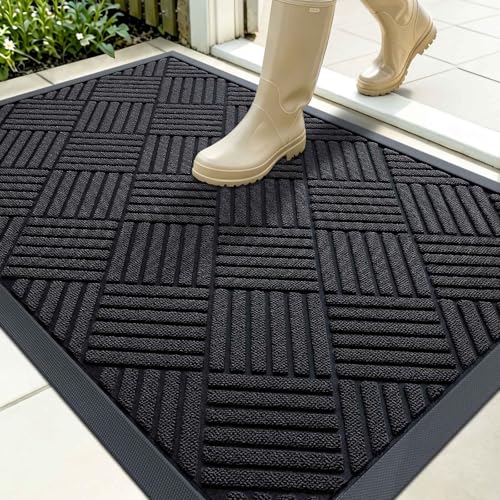 Front Door Mat Outside Entrance 35x23 (35" X 23" / Black Diamond)