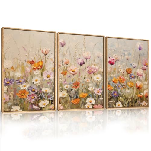 Large Nature Wildflowers Framed Canvas Wall Art (Nature Wildflowers Wall Art / 24"L x 36"W)