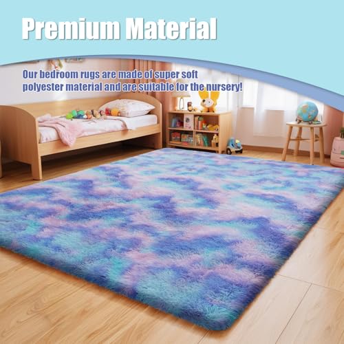 9x12 Fluffy Area Rugs for Living Room Bedroom (Rainbow Purple / 9' x 12' (Rectangular))