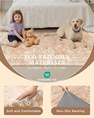Washable 6x9 Area Rugs for Living Room (Jasper Orange / 6' x 9' (Rectangular))