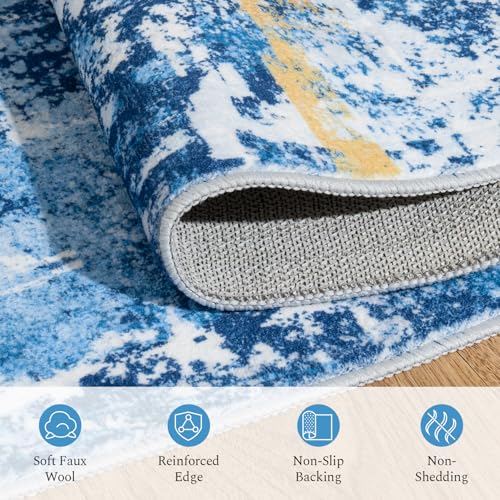 8x10 Area Rugs for Living Room (Blue Gold / 8' x 10' (Rectangular))