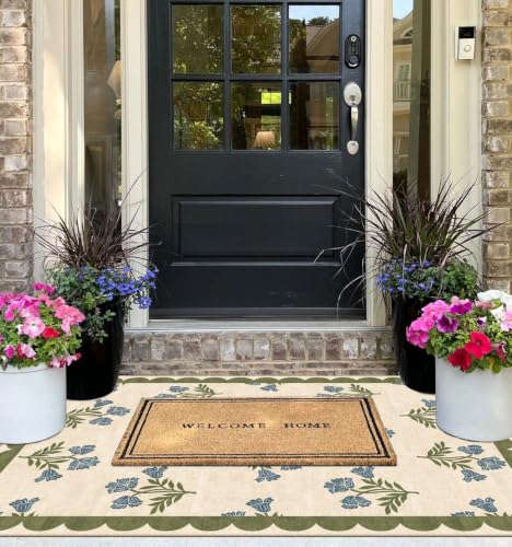 3x5 Floral Entry Rug (Flower - Sage / Blue / 3' x 5' (Rectangular))