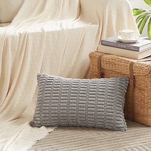 4 Packs Grey Decorative Throw Pillow Covers 14x24 Inch for Living Room Couch Bed (24" x 14" (Pack of 4) / Gray)