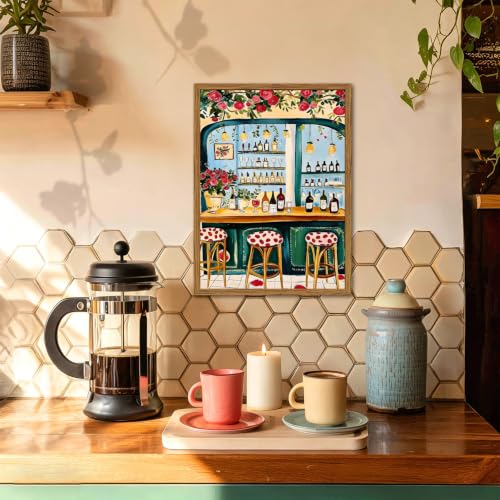 Framed Trendy French Bar Wall Art (Vibrant Bar / 24"L x 16"W)