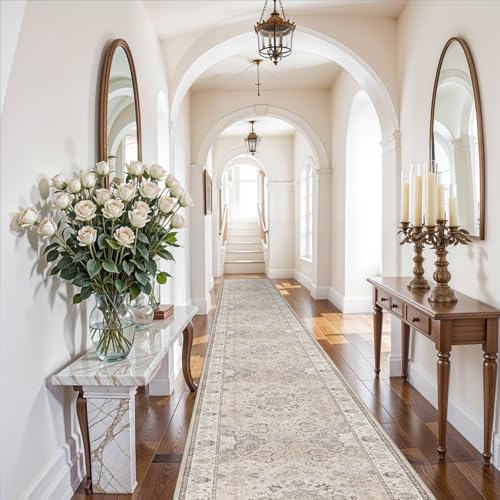 Hallway Washable Runner Rug (3' x 20' (Rectangular) / Beige)