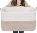 75L Extra Large Woven Blanket Basket (Light Brown / 22"L x 17"W x 12"H)