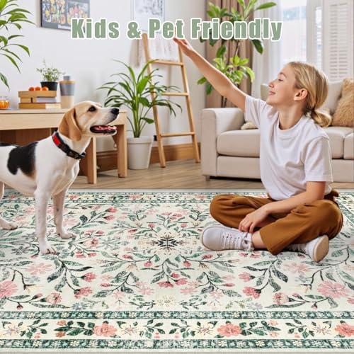 6x9 Area Rug Living Room (Green/Beige / 6' x 9' (Rectangular))